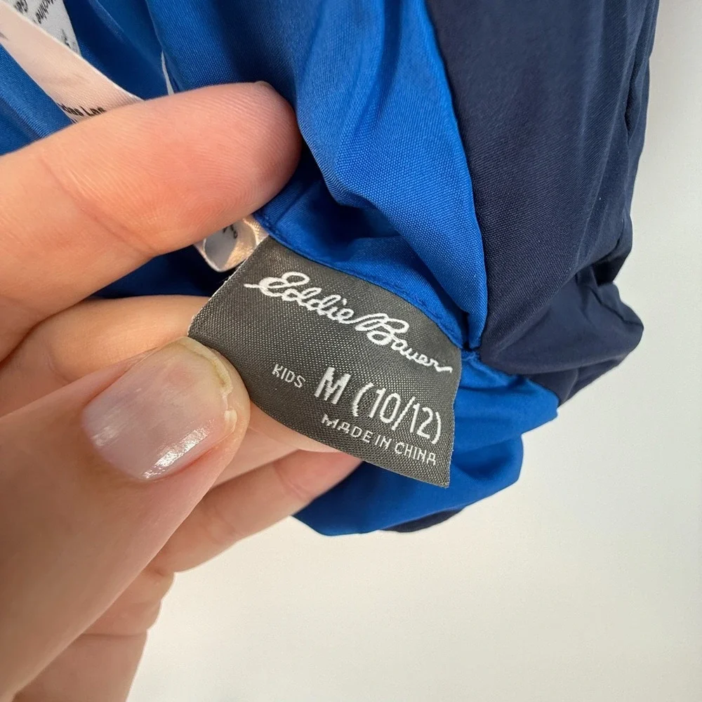 Eddie Bauer Jacket Hooded‎ Boys Sz Medium (10/12) Blue Fleece Lined Winter